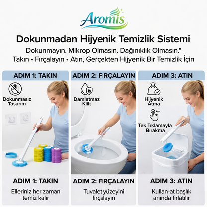 Aromis Hijyenik Tuvalet Fırçası +10 yedek başlık hediye